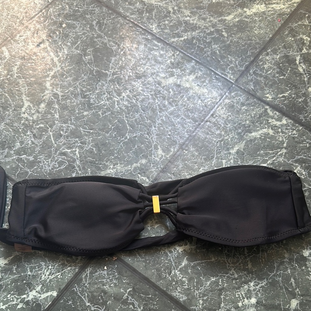 Victoria's Secret Black Bikini Top with Yellow Detail